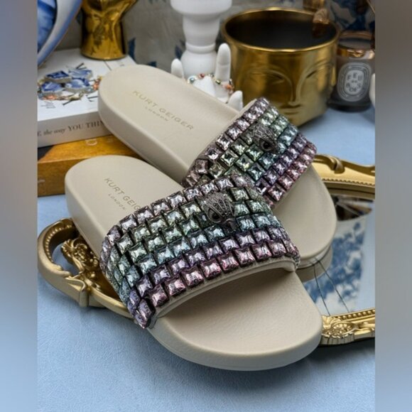 🆕 KURT GEIGER LONDON 🧿 NWOB Meena Eagle Jewel Sandal, Pastel Rainbow - Sz US 6 - Picture 10 of 16